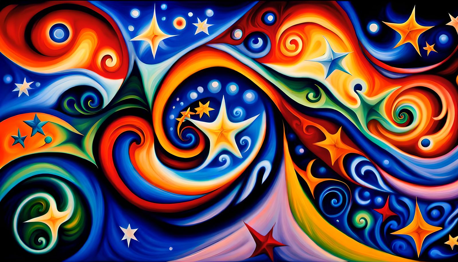 Swirling Stars Dance in Cosmic Impasto Painting