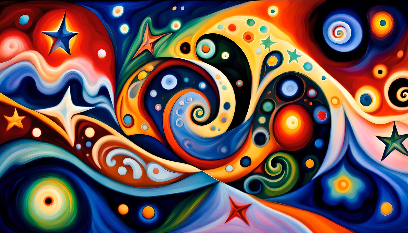 Swirling Stars in Cosmic Dance: An Impasto Painting