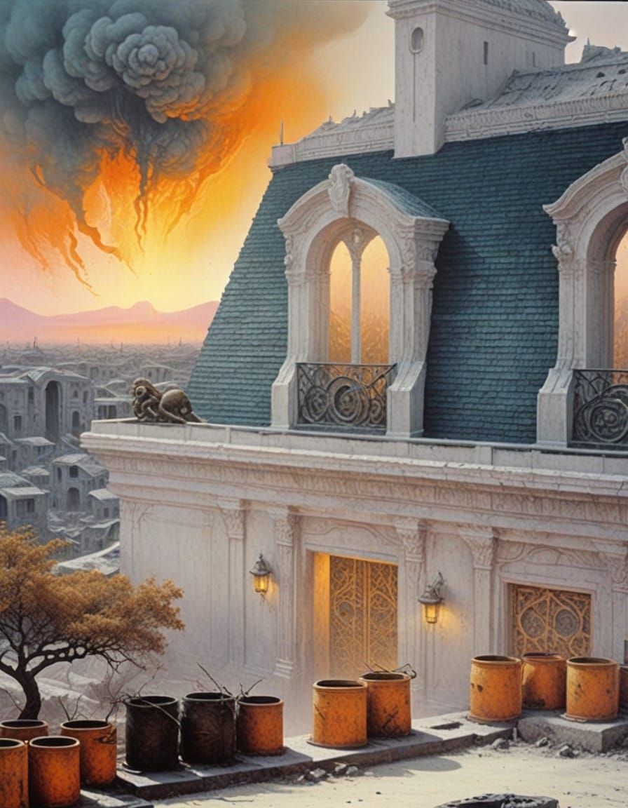 Surreal, Dreamlike Cityscape in Dark, Neon-Lit Cyberpunk Sty...