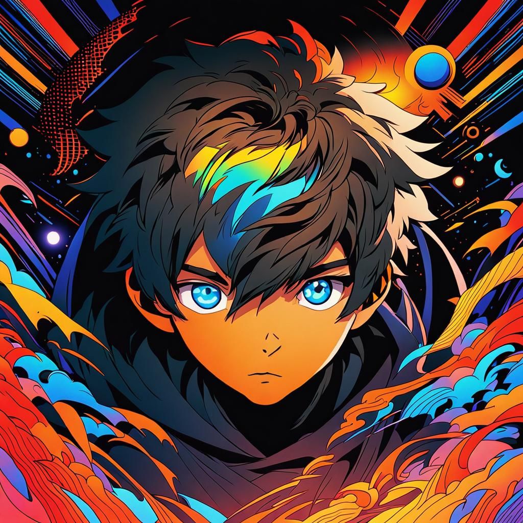 Anime Teen Boy with Hoodie in Key Visual Style