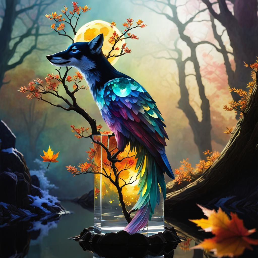 Crystal Moon Reflecting on Impressionist Tree