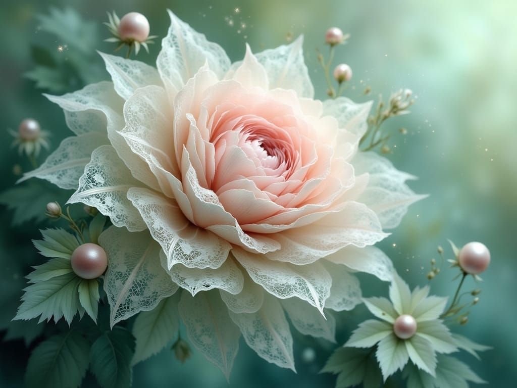 Whimsical Pastel Fantasy Flower in Ethereal Mist