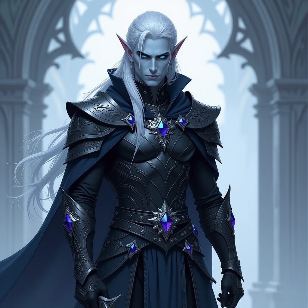 Dark Elf Warrior in High Fantasy Realm