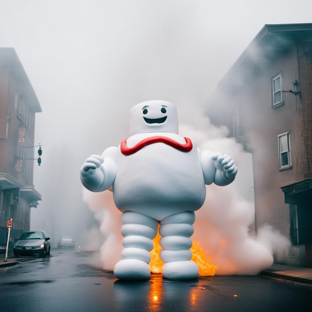 Giant Burning Marshmallow Man Destroys City