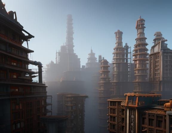 Detailed Slum City Concept Art in 8K