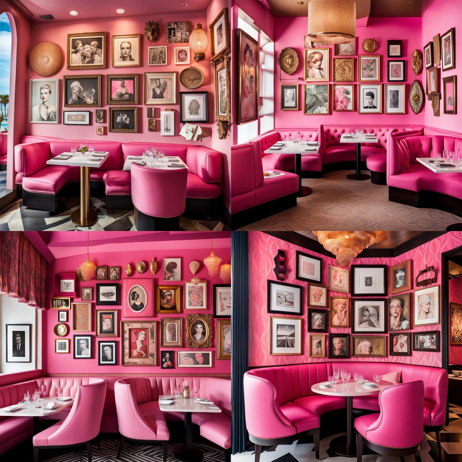 Luxury Restaurant Gallery Wall with Eclectic Art