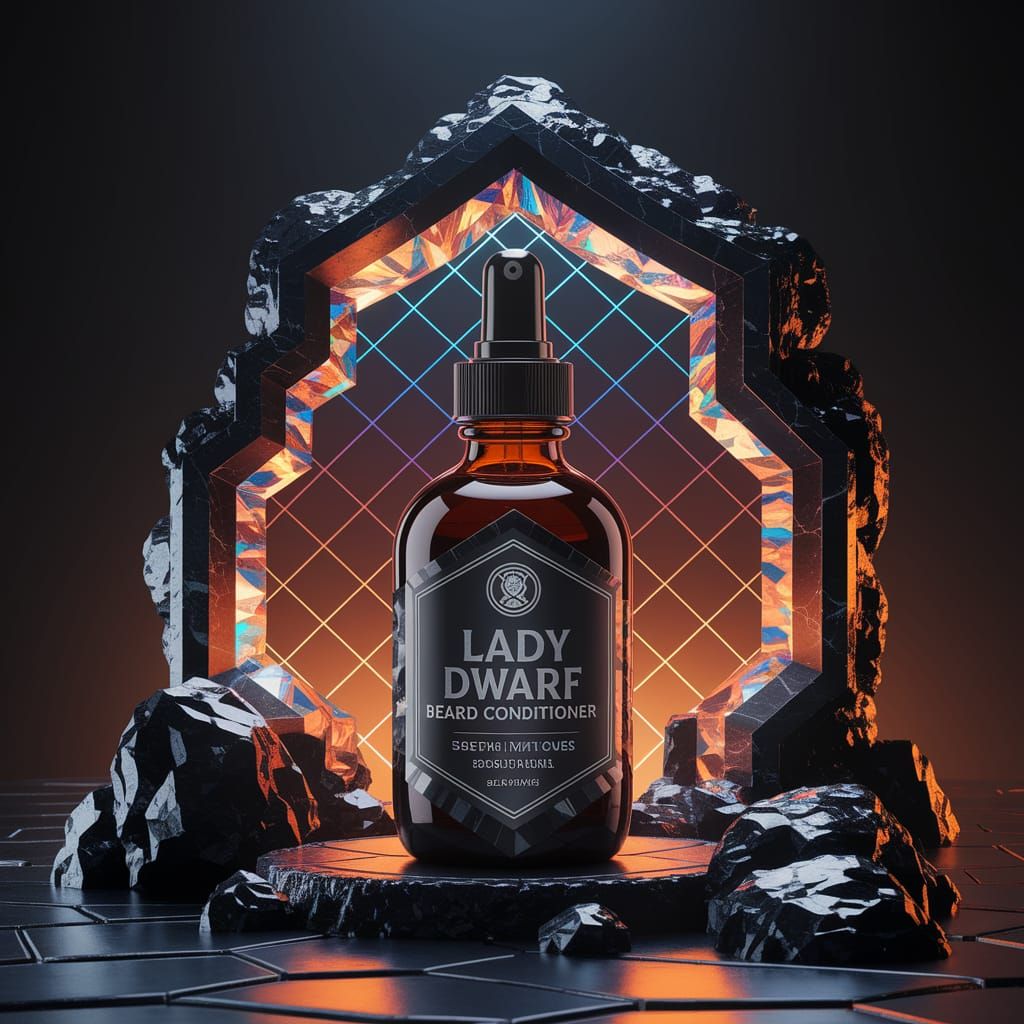 Luminous Dwarf Beard Conditioner in a Bismuth Crystal Geode