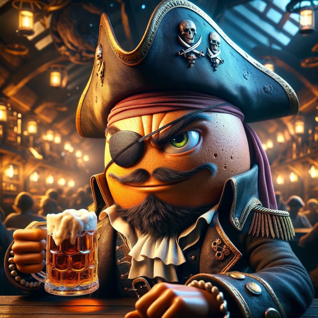Fierce Egg Pirate Captain in Fantasy Tavern