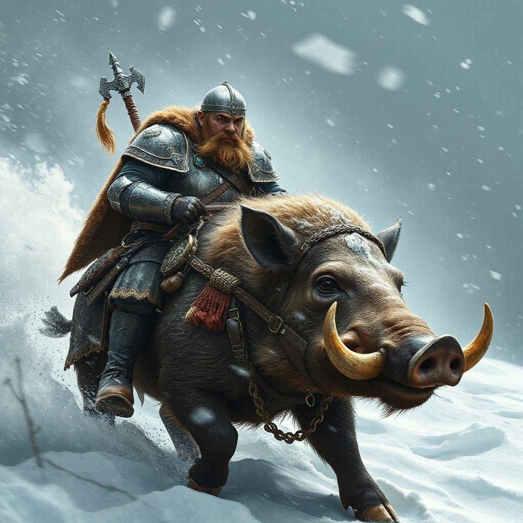 Dwarven Messenger, Argax Wallbreaker, and Turgi, his trusty steed