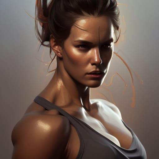 Detailed Portrait of a Muscular Woman