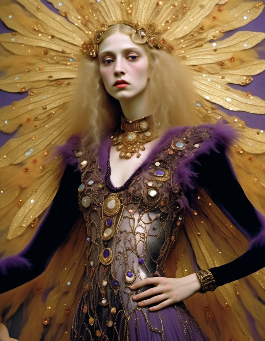 Glamorous Madonna on Stage in Klimt Art Nouveau Style