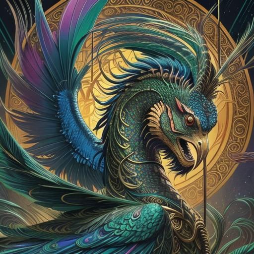 Rainbow Dragon Woman with Gold Skin in Comic Art