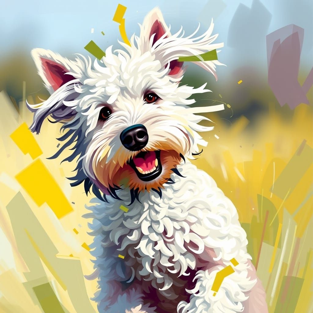 Energetic Bedlington Terrier in Motion