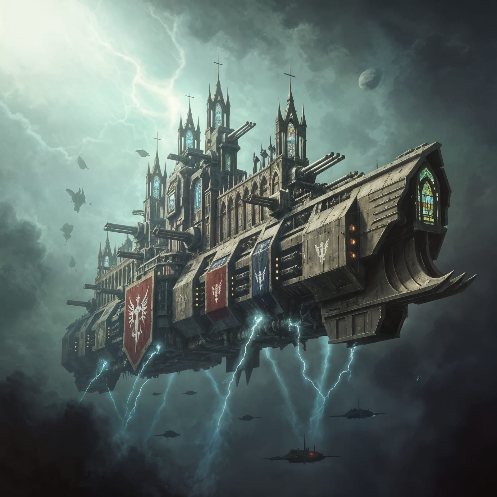 Warhammer 40K Inquisitorial Starship Emerging From Warp