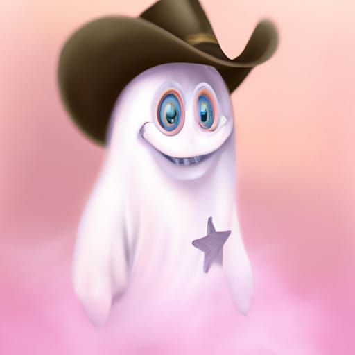 Cartoon Ghost Cowboy Hat in Pastel Pink