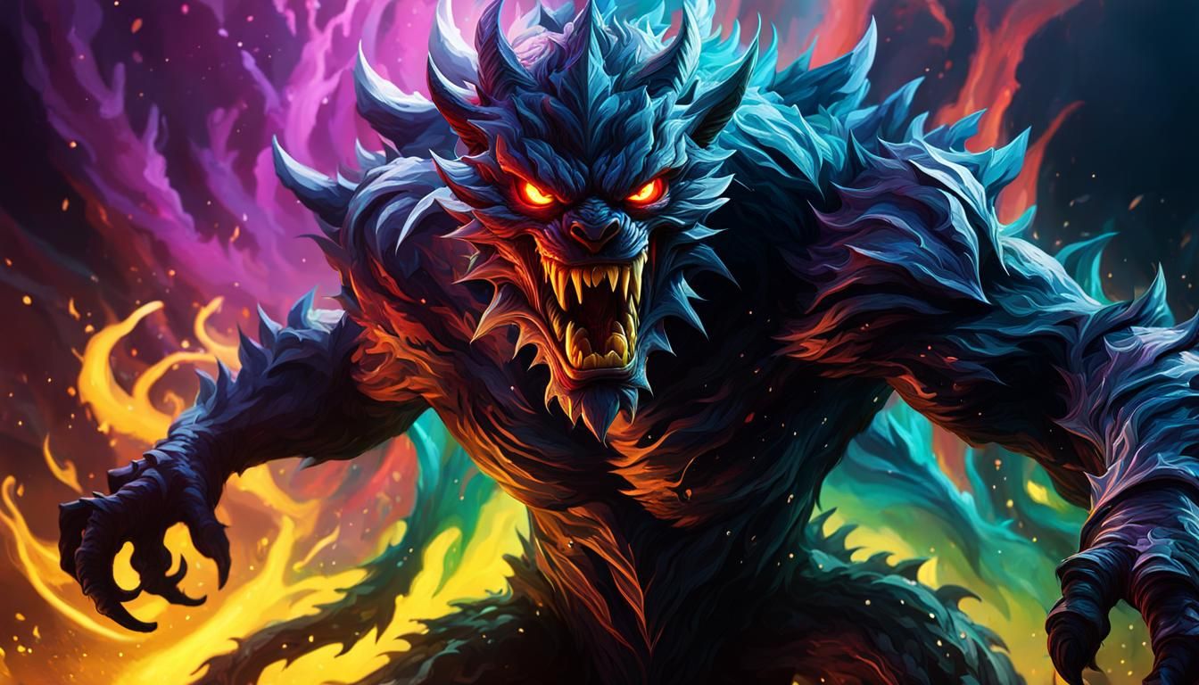 Angry Shadow Creature in a Nightmare Realm