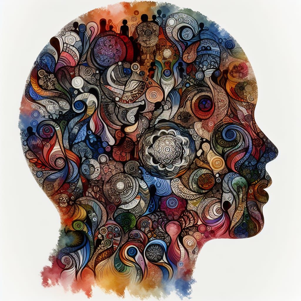 Harmonious Faces in Ink and Watercolor