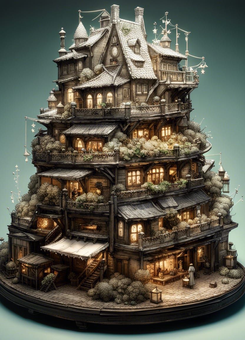 Miniature Town Wedding Cake: Fantasy Masterpiece