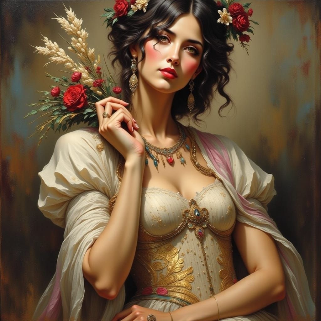 Elegant Art Deco Portrait in Surreal Style