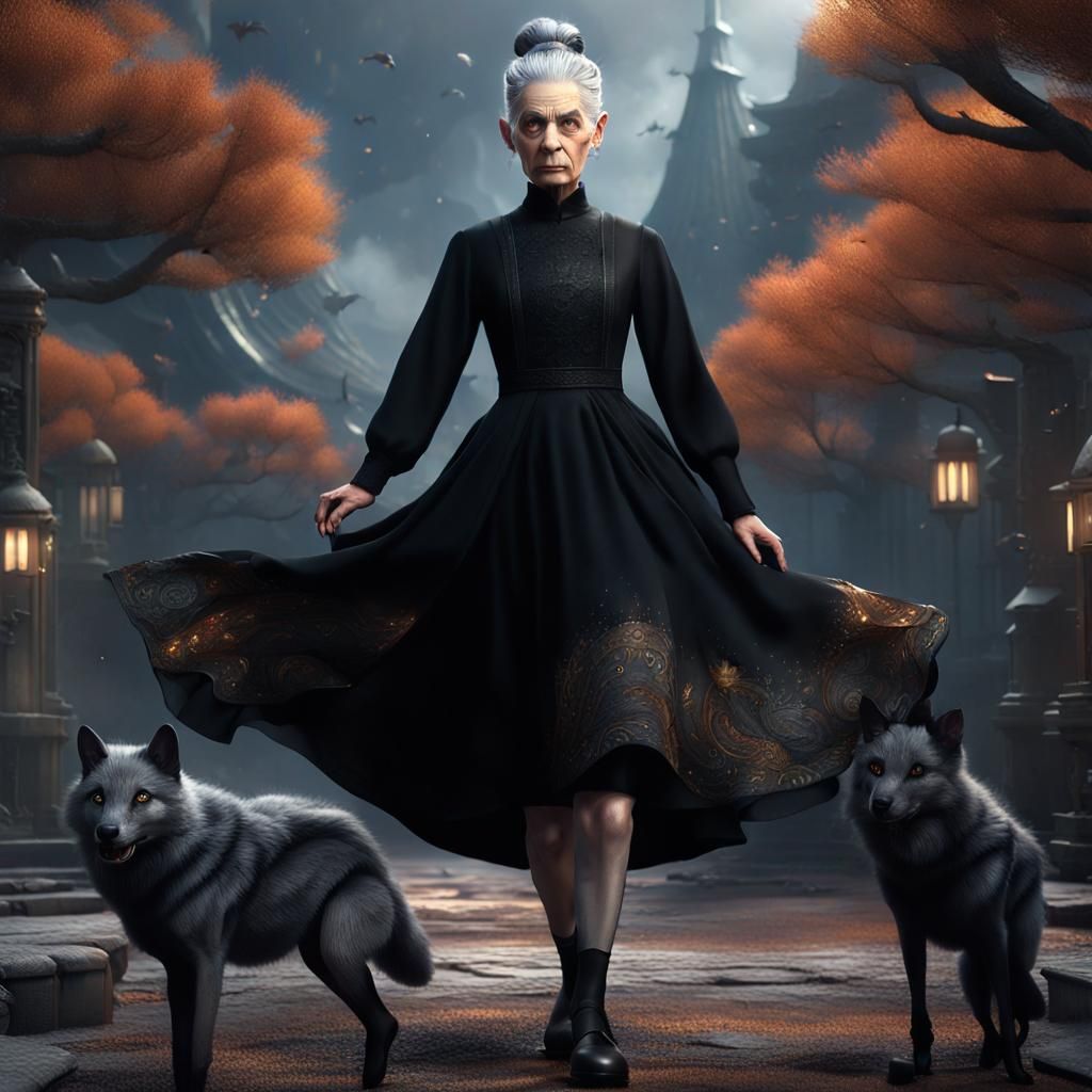 Fantastical Matte Painting of a Wolf-Eyed Woman