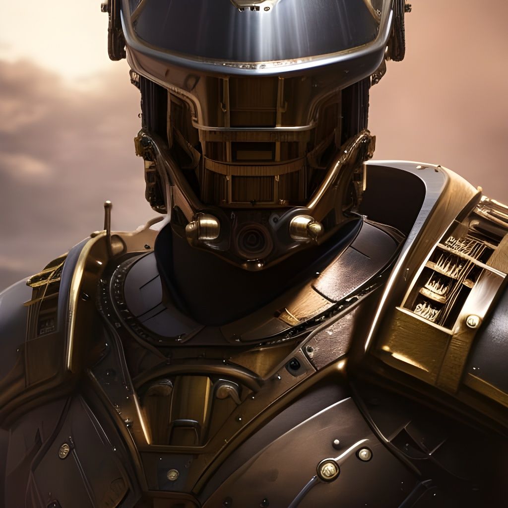 Steampunk Robot Portrait with Detailed Armor
