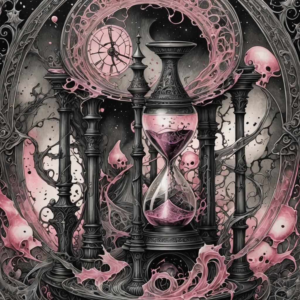 Shattered Hourglass: Gothic Fantasy Art in Black, Pink, and ...