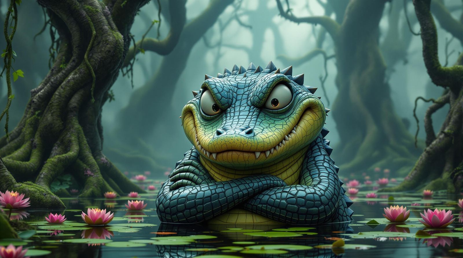 Enchanting Alligator Portrait in Intricate 3D Style