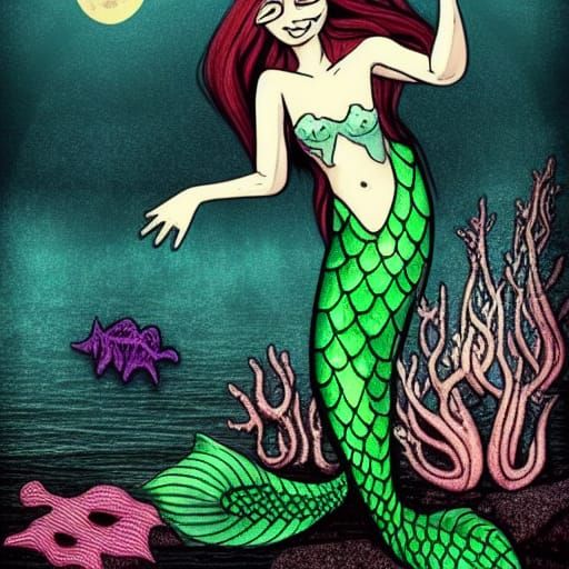 Terrifying Mythical Mermaid in a Horror Fantasy