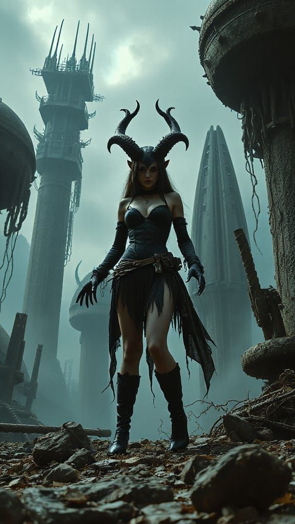 Demona in a Gothic Hellraiser Landscape