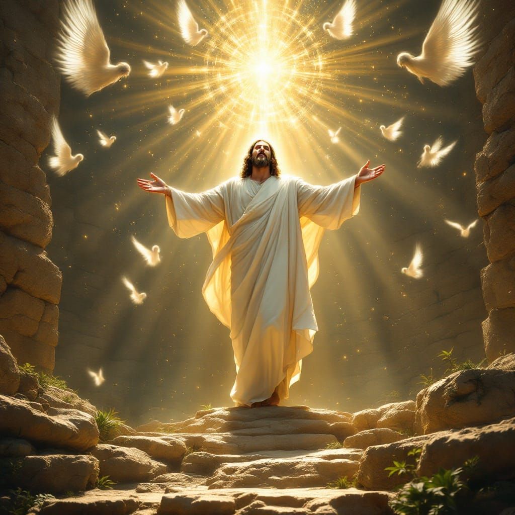 Jesus Rises in a Radiant Morning Light