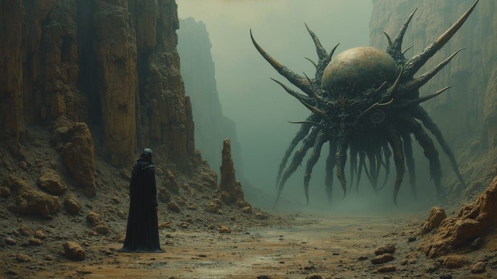 Eerie Memento Mori Scene in Oil Painting Style