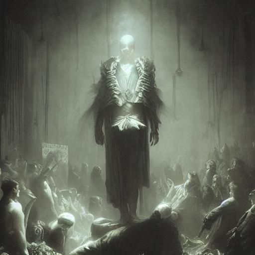 Horror Magician Cat Inspired by Gustave Doré