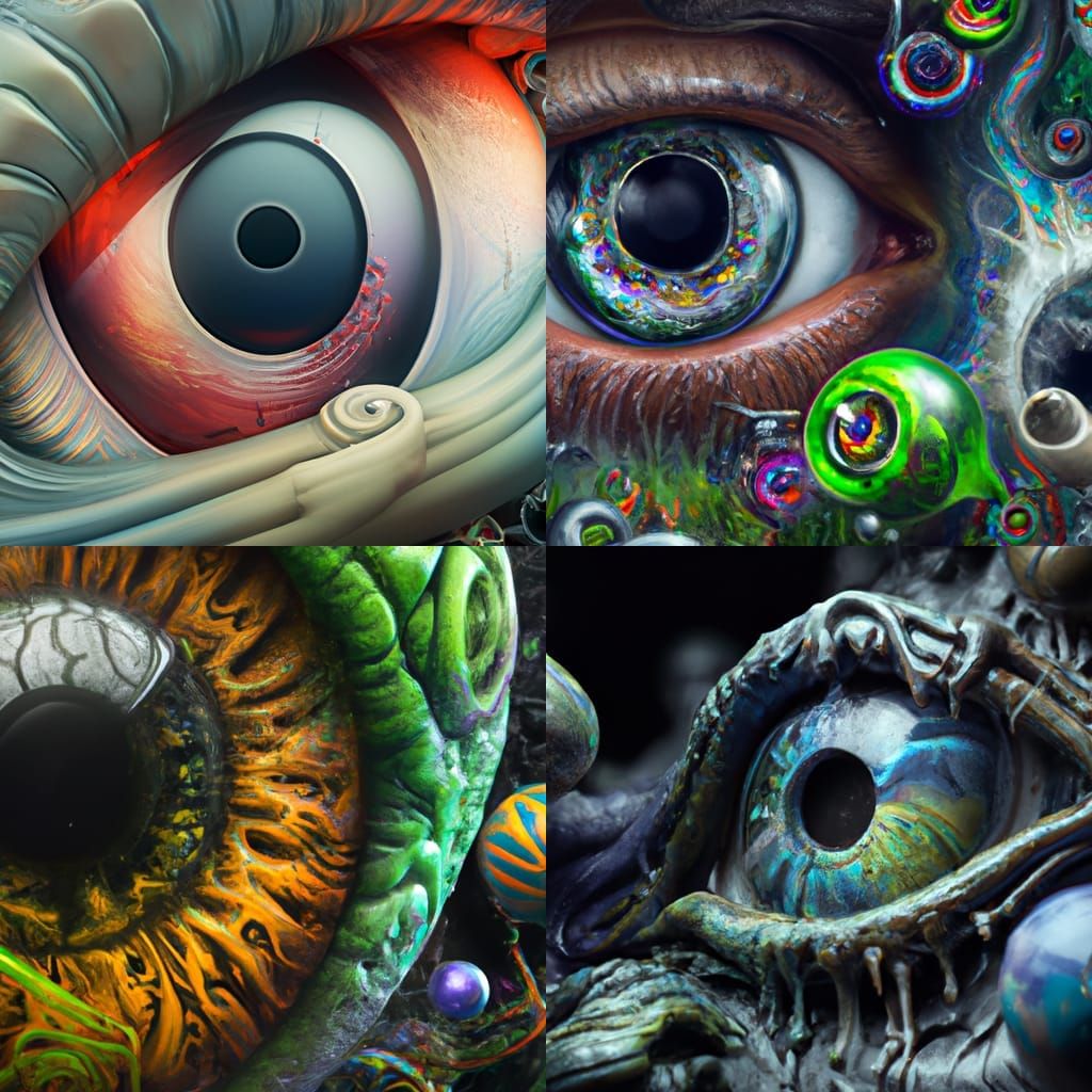 Acid Horror Digital Art with Glowing Eye