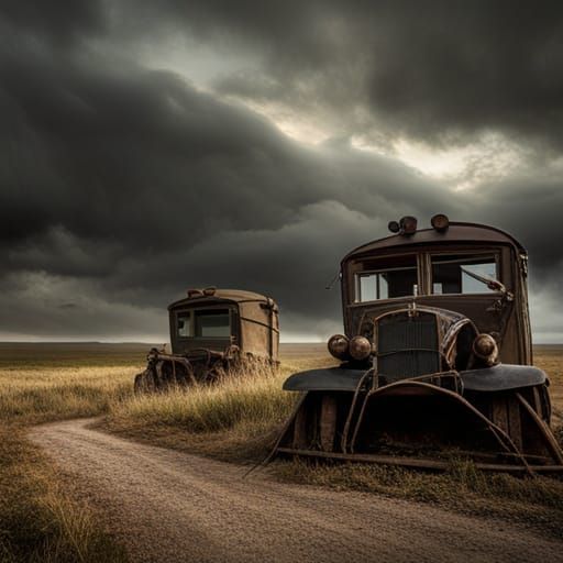 Robot on Alien Planet with Bioluminescent Sky