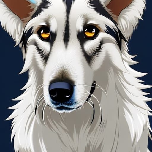 Anime Dog with Golden Fur and Shining Eyes