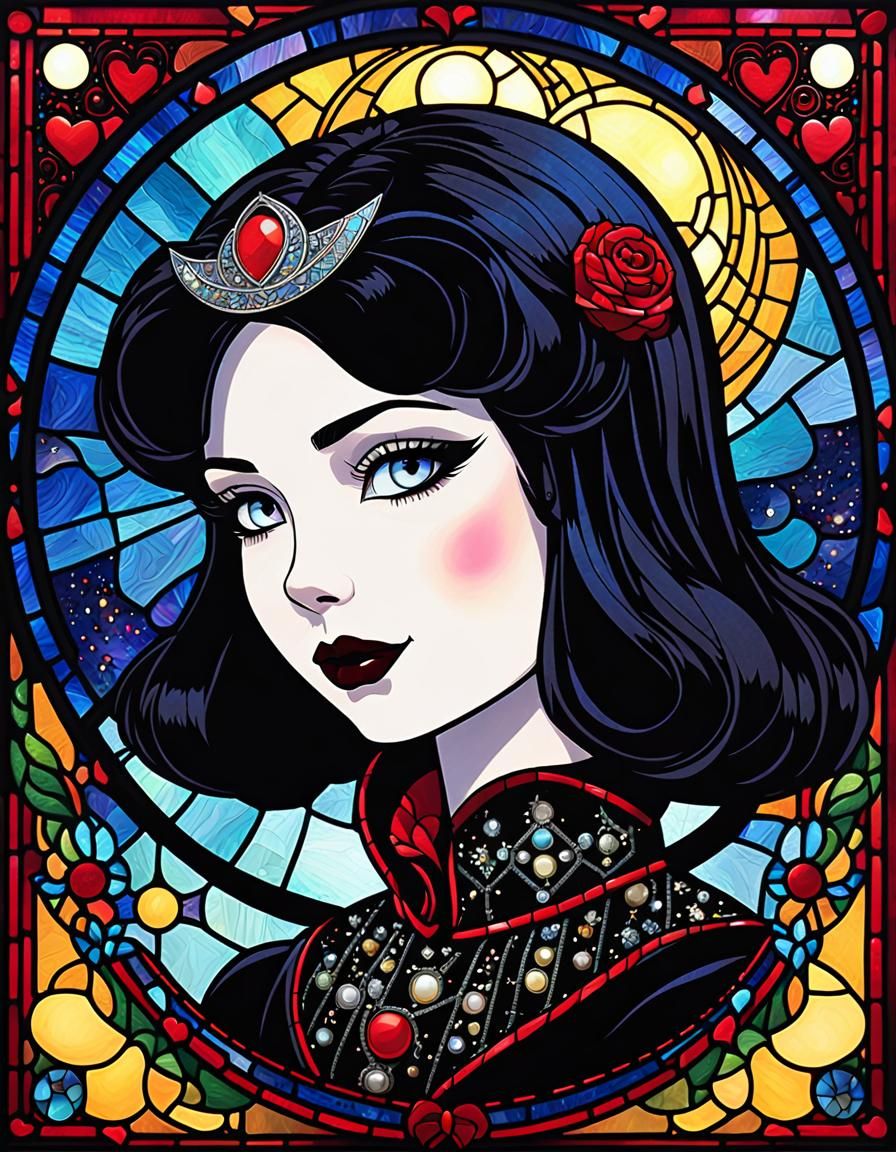 Gothic Anime Lucy Van Pelt in Stained Glass