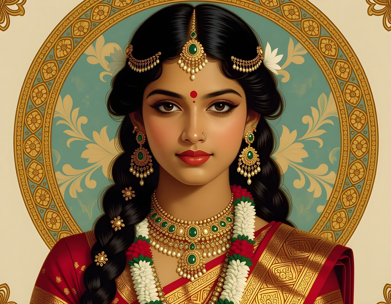 Ancient Indian Princess in Ravi Varma Style