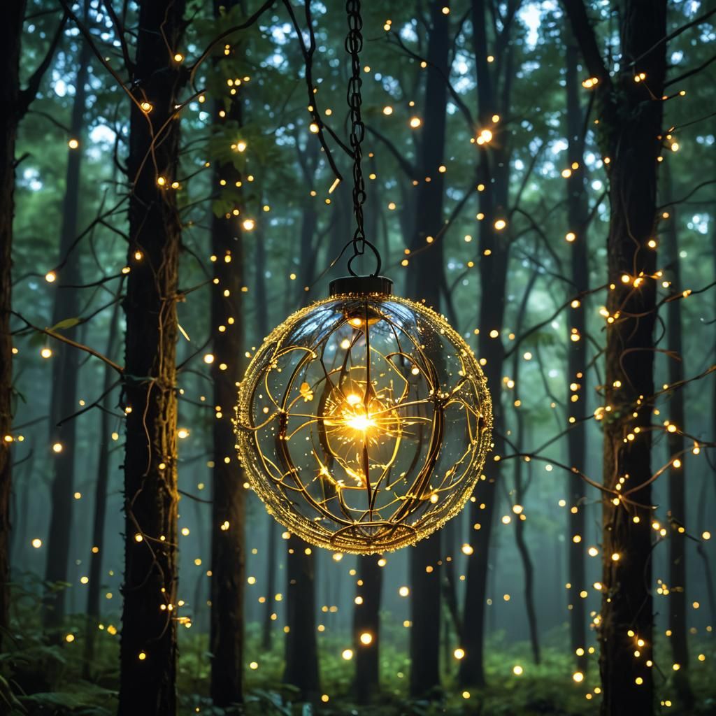 Bioluminescent Firefly Swarm Illuminates Misty Forest