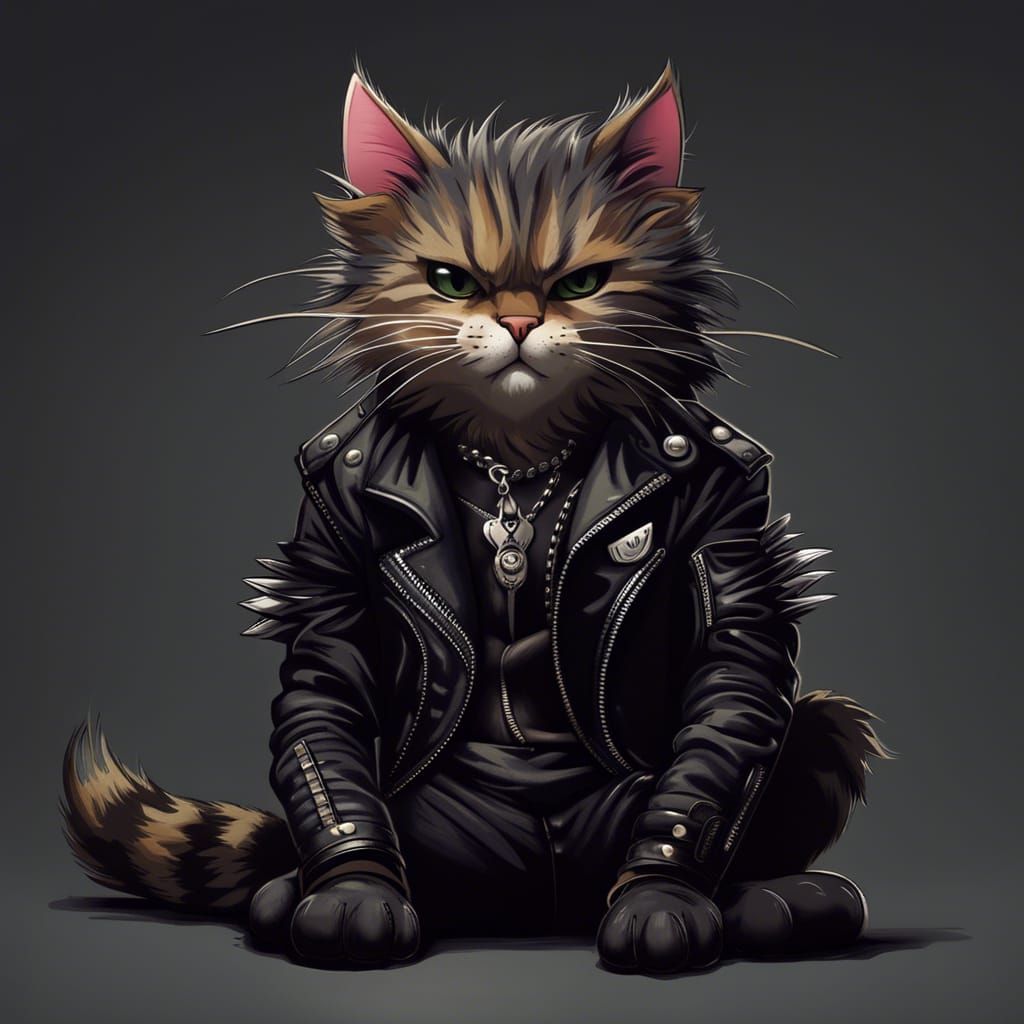 Punk Cat in Heavy Metal Style