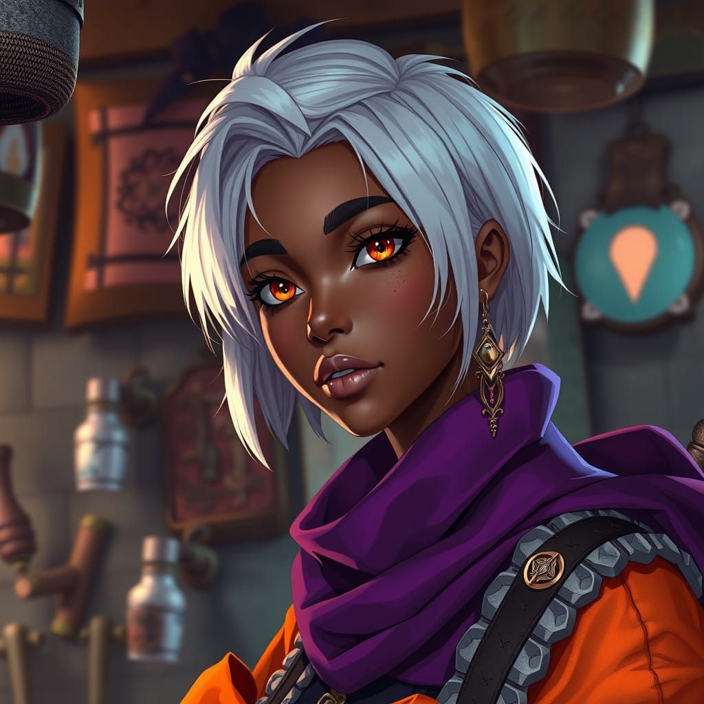 Surreal African American Host in Vibrant Tavern