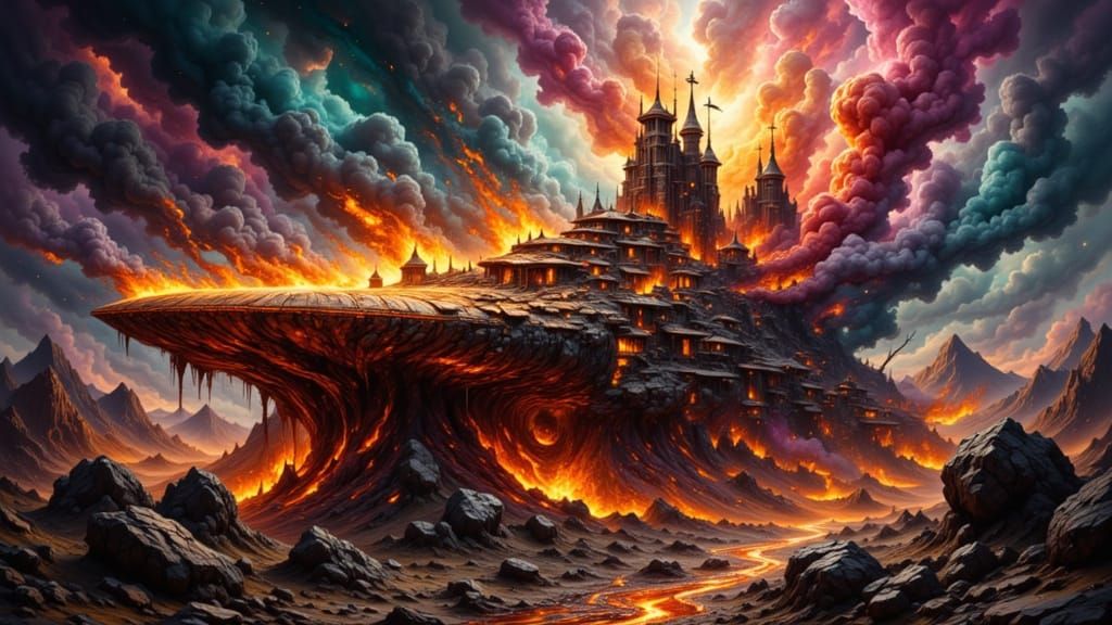 Vibrant Tempest in Fantasy Ink Style