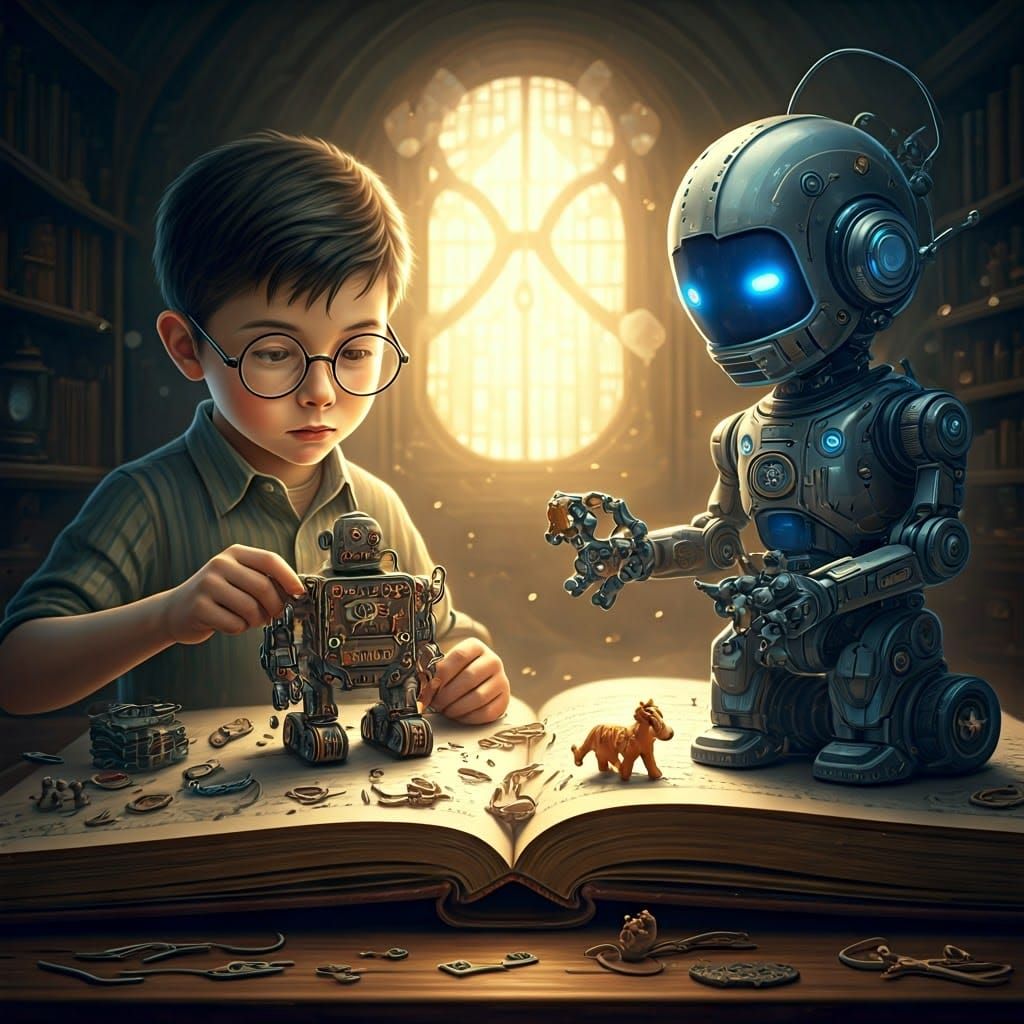 Romantic Realism Robot Book Illustration