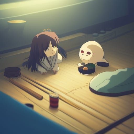 Cute Sushi in Studio Ghibli Anime Style