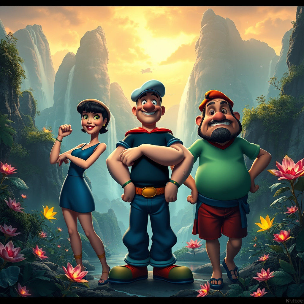 Popeye, Olive Oyl, and Bluto as Pandora Avatars