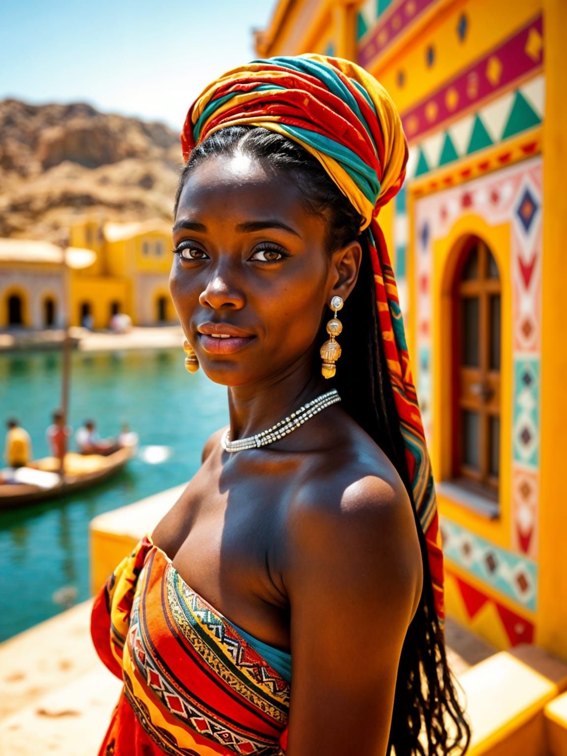 Serenely Majestic Nubian Beauty Shines in Aswan's Radiant Li...