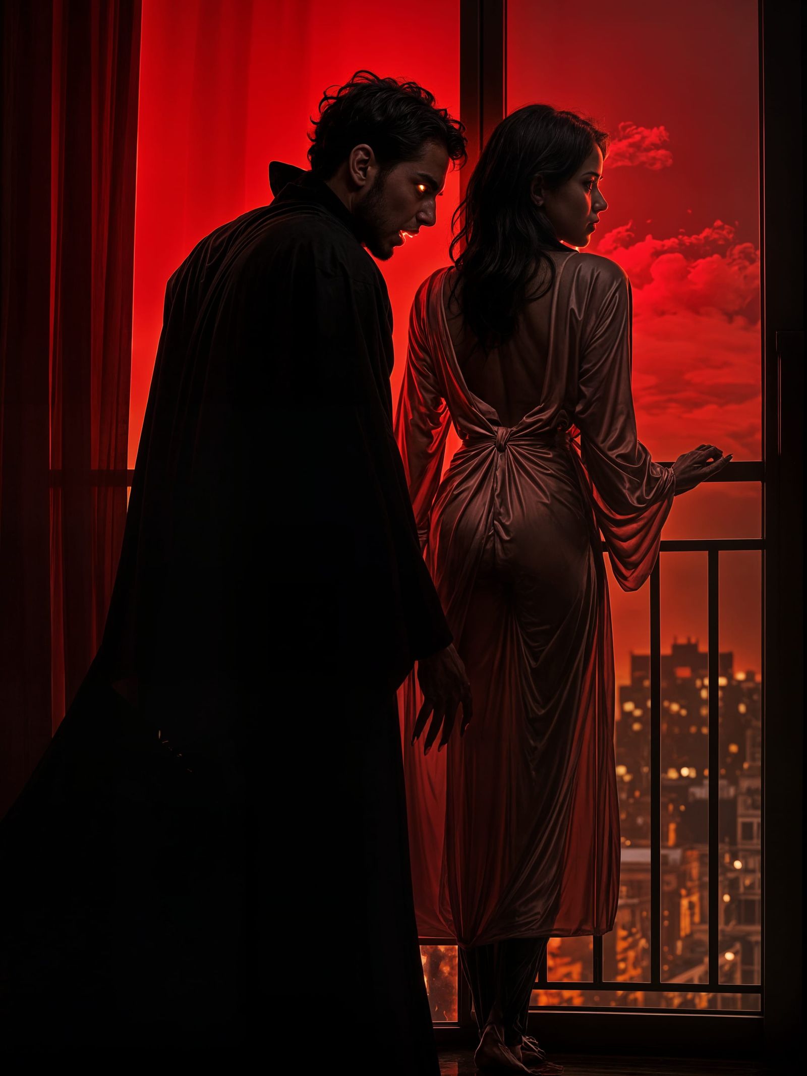 Vampire Silhouette Emerging from Darkness