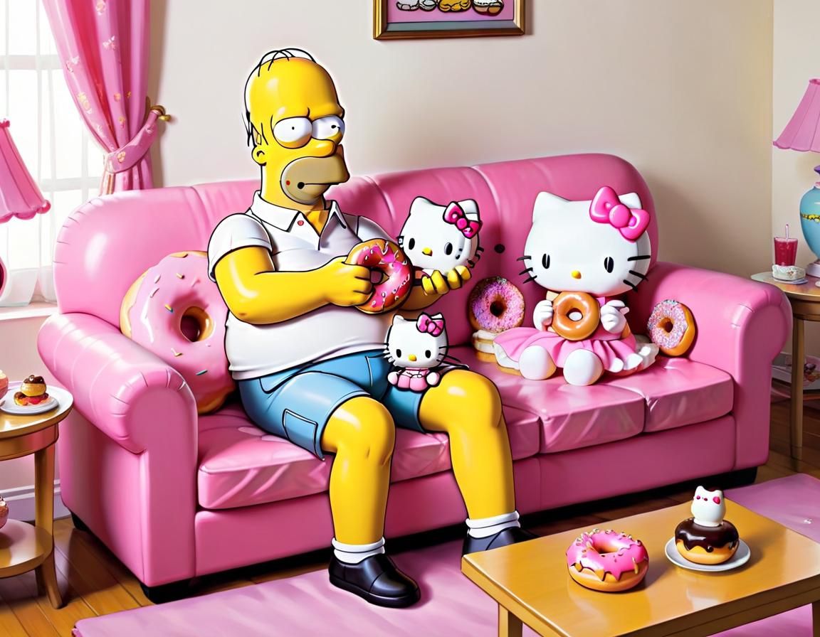 Homer Simpson and Hello Kitty