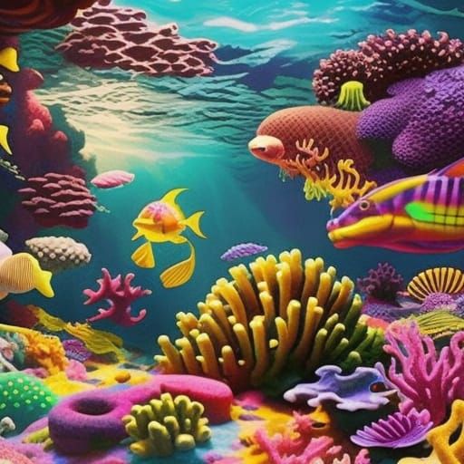 Hyperrealistic Sea Monster in Surreal Underwater Scene