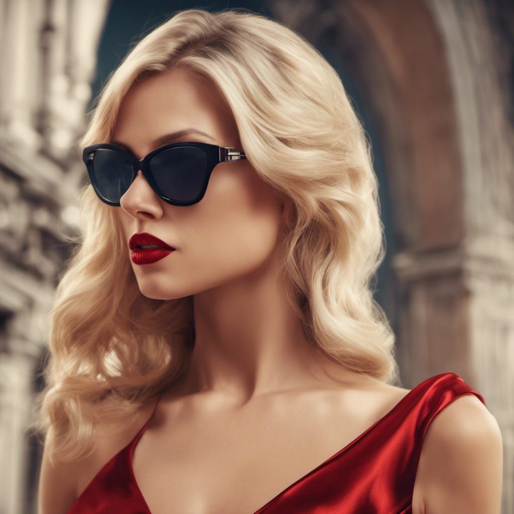 Hyperrealistic Spy in Red Dress, High Resolution