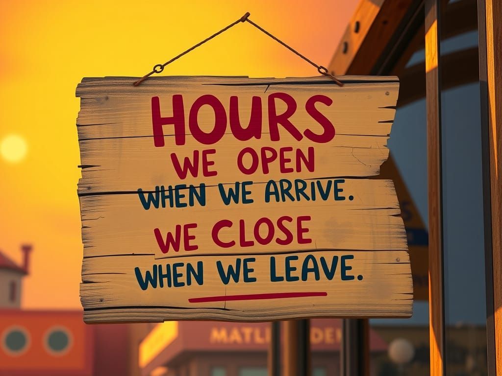 Whimsical Market Window Sign in Vibrant Sunset Colors